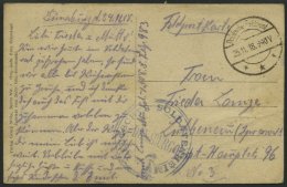 DT. FP IM BALTIKUM 1914/18 Deutsches Soldatenheim Dünaburg, Blauer K2, Mit Tarnstempel DEUTSCHE FELDPOST ***, Sp&au - Latvia