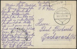 LETTLAND 77. Reserve-Division, 10.12.17, Mit Stummem Stempel DEUTSCHE FELDPOST * Auf Ansichtskarte (Riga-Deutsches Stadt - Lettonie