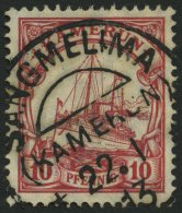 KAMERUN 22a O, SANGMELIMA, 22.1.13, Auf 10 Pf. Lebhaftkarminrot, Mit Wz., Pracht, Gepr. Jäschke-L. - Kamerun