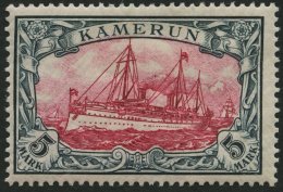 KAMERUN 19 *, 1900, 5 M. Grünschwarz/bräunlichkarmin, Ohne Wz., Falzrest, Pracht, Mi 190.- - Kamerun