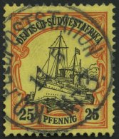 DSWA 15 O, 1901, 25 Pf. Rötlichorange/gelbschwarz Auf Hellgelb, Stempel K.D. FELDPOSTSTATION Nr. 3, Etwas Bügi - German South West Africa