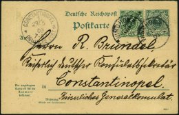 DSWA VP 31,6 BRIEF, 1900, Mitläufer: 5 Pf. Grün Ganzsachen-Frageteil In Mischfrankatur Mit 5 Pf. Opalgrün - Sud-Ouest Africain Allemand