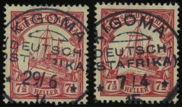 DEUTSCH-OSTAFRIKA 32 O, KIGOMA, 29.6.14 Und 7.5.15, Auf 71/2 H. Lebhaftkarminrot, 2 Prachtwerte - German East Africa