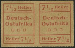 DEUTSCH-OSTAFRIKA IV W2 (*), 1916, 71/2 H. Rot Im Waagerechten Paar, Type II, I, Pracht, Mi. 250.- - German East Africa