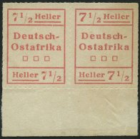 DEUTSCH-OSTAFRIKA IV W2 (*), 1916, 71/2 H. Rot, Type II Und I, Im Waagerechten Paar Mit Unterrand, Pracht, Mi. 250.- - Deutsch-Ostafrika