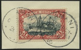 DEUTSCH-OSTAFRIKA 21b BrfStk, 1901, 3 R. Dunkelrot/grünschwarz, Ohne Wz., Stempel AMANI, Prachtbriefstück - Afrique Orientale