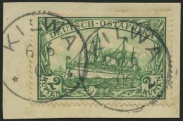 DEUTSCH-OSTAFRIKA 20 BrfStk, 1901, 2 R. Dunkelsmaragdgrün, Ohne Wz., Stempel KILWA, Prachtbriefstück, Mi. (100 - Afrique Orientale