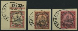 DEUTSCH-OSTAFRIKA 16-18 BrfStk, 1901, 20 - 40 Pf. Kaiseryacht, Stempel AMANI, 3 Prachtbriefstücke - Afrique Orientale