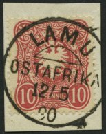 DEUTSCH-OSTAFRIKA VL 41b BrfStk, 1889, 10 Pf. Dunkelrosarot, Zentrischer Stempel LAMU 12.5.90 (Sorte II), Prachtbriefst& - Deutsch-Ostafrika