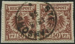 DEUTSCH-NEUGUINEA V 50b Paar BrfStk, 1894, 50 Pf. Braunrot Im Waagerechten Paar Auf Leinenbriefstück, Stempel STEPH - German New Guinea