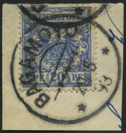 DEUTSCH-NEUGUINEA V 48bb BrfStk, 1893, 20 Pf. Lebhaftgrauultramarin, Stempel BAGAMOYO, Prachtbriefstück, R!, Fotobe - German New Guinea