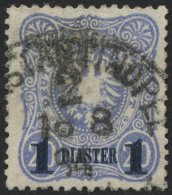 DP TÜRKEI 3b O, 1884, 1 PIA. Auf 20 Pf. Violettultramarin, Aufdruck Blauschwarz, üblich Gezähnt Pracht, M - Turkey (offices)