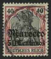 DP IN MAROKKO 40 O, 1908, 50 C. Auf 40 Pf., Mit Wz., Pracht, Gepr. Starauschek, Mi. 180.- - Maroc (bureaux)