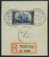 DP IN MAROKKO 31 BrfStk, 1905, 2 P. 50 C. Auf 2 M., Ohne Wz., Stempel MAZAGAN, Prachtbriefstück Mit R-Zettel - Deutsche Post In Marokko