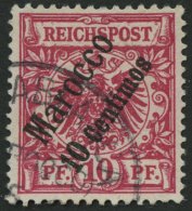 DP IN MAROKKO 3d O, 1899, 10 C. Auf 10 Pf. Lilarot, üblich Gezähnt Pracht, Gepr. Jäschke-L., Mi. 100.- - Deutsche Post In Marokko