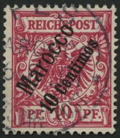 DP IN MAROKKO 3d O, 1899, 10 C. Auf 10 Pf. Lilarot, Pracht, Gepr. Jäschke-L., Mi. 100.- - Maroc (bureaux)