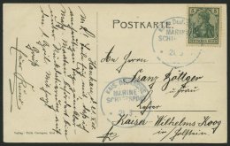 DP CHINA DR 85 BRIEF, 21.5.1908, Ansichtskarte Der S.M.S. LUCHS Aus Hankau Mit MSP-Stempel (ohne Nummer) Und 5 Pf. Germa - China (offices)