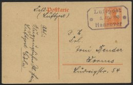 LUFTFAHRT IM I. WELTKRIEG P 110 BRIEF, 1918, LUFTPOST * 6. JUNI 1918 * HANNOVER, Violetter R3 Auf 71/2 Pf. Ganzsachenkar - Flugzeuge