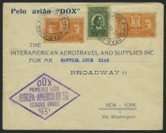 DO-X LUFTPOST 38.BR.a. BRIEF, 17.07.1931, Brasilien, Aufgabe Pelotas, Violetter Rautenstempel, Brief Nach New York, Fein - Briefe U. Dokumente