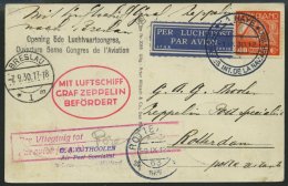 ZULEITUNGSPOST 83 BRIEF, Niederlande: 1930, Fahrt Nach Breslau, Ansichtskarte 5. Internationaler Luftfahrtkongress Mit R - Airmail & Zeppelin