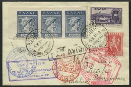 ZULEITUNGSPOST 202B BRIEF, Griechenland: 1933, 1. Südamerikafahrt, Anschlussflug Ab Berlin, Einschreibbrief (R-Zett - Zeppeline