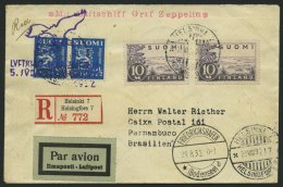 ZULEITUNGSPOST 171 BRIEF, Finnland: 1932, 5. Südamerikafahrt, Einschreibbrief, Pracht - Zeppeline
