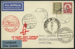 ZULEITUNGSPOST 226 BRIEF, Estland: 1933, 5. Südamerikafahrt, Prachtkarte - Zeppelins