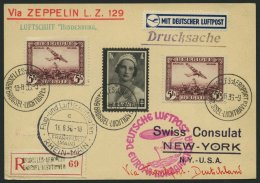 ZULEITUNGSPOST 430 BRIEF, Belgien: 1936, 7. Nordamerikafahrt, Einschreib-Drucksache, Prachtkarte - Zeppelins