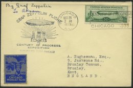 ZEPPELINPOST 244A BRIEF, 1933, Chicagofahrt, USA-Post, Chicago-Akron, Brief Nach England, Feinst - Airmail & Zeppelin