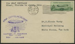 ZEPPELINPOST 242A BRIEF, 1933, Chicagofahrt, USA-Post, Miami-Akron, Prachtbrief - Airmail & Zeppelin