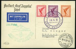 ZEPPELINPOST 166b BRIEF, 1932, Schweizfahrt, Abwurf Zürich, Bordpost, Prachtkarte - Zeppelins