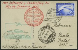 ZEPPELINPOST 124Dc BRIEF, 1931, 1. Südamerikafahrt, Anschlußflug Ab Berlin Bis Rio De Janeiro, Frankiert Mit - Zeppelins