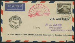 ZEPPELINPOST 119F BRIEF, 1931, Polarfahrt, Auflieferung Friedrichshafen Bis Malygin, Frankiert Mit 4 RM Polarfahrt, Oben - Airmail & Zeppelin