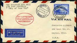 ZEPPELINPOST 107Ba BRIEF, 1931, Fahrt Nach Nürnberg, Auflieferung Fr`hafen, Frankiert Mit 2 RM Südamerikafahrt - Zeppeline