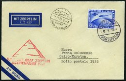 ZEPPELINPOST 104b BRIEF, 1931, Ägyptenfahrt, Bordpost, Frankiert Mit 2 RM Südamerikafahrt, Prachtbrief - Zeppelins