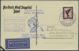 ZEPPELINPOST 98Ab BRIEF, 1930, Fahrt In Die Niederlande, Bordpost, Prachtkarte - Airmail & Zeppelin