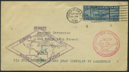 ZEPPELINPOST 64C BRIEF, 1930, Heimfahrt, US-Post, Bestätigungsstempel Type I, Frankiert Mit 2.60 $, Prachtbrief - Airmail & Zeppelin
