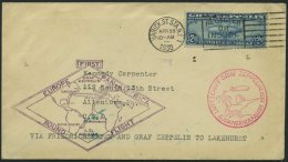 ZEPPELINPOST 64C BRIEF, 1930, Heimfahrt, US-Post, Bestätigungsstempel Type I, Frankiert Mit 2.60 $, Prachtbrief - Luft- Und Zeppelinpost