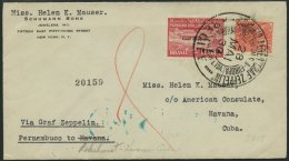 ZEPPELINPOST 59E BRIEF, 1930, Heimfahrt, Brasil-Post, Frankiert Mit 10000 Rs., Aufdruck USA, Prachtbrief Nach Cuba - Luft- Und Zeppelinpost