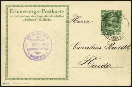 ZEPPELINPOST 9Cc BRIEF, 1913, Luftschiff Sachsen, Erinnerungs-Postkarte An Die Haida-Fahrt Mit 5 H. Kaiser Franz Joseph - Zeppelins