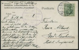 ZEPPELINPOST 2II BRIEF, 1911, Luftschiff Schwaben, Violetter Bordstempel 26.JUN 1911, Wegen Nichtverwendung Handschriftl - Luft- Und Zeppelinpost