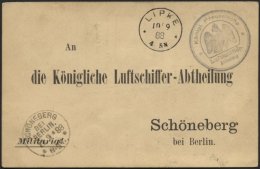 ZEPPELINPOST - MILITÄRLUFTSCHIFFAHRT Die Preussische Luftschiffer-Abteilung: 7.9.1888, Vordruck-Abwurfkarte Mit Vio - Luft- Und Zeppelinpost