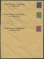 GANZSACHEN PU 71,73,75 BRIEF, Privatpost: 1922, 2, 4 Und 6 Pf. Posthorn Postwertzeichen-Ausstellung Zu Berlin 1922, Unge - Other & Unclassified