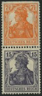 ZUSAMMENDRUCKE S 8ba *, 1917, Germania 71/2 + 15, Falzrest, Feinst (oben Starke Heftchenzähnung), Mi. 100.- - Zusammendrucke