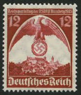 Dt. Reich 587Y **, 1935, 12 Pf. Nürnberger-Parteitag, Wz. Schenkel Nach Rechts, Pracht, Fotobefund H.D. Schlegel, M - Other & Unclassified