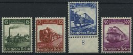 Dt. Reich 580-83 **, 1935, 100 Jahre Eisenbahn, 25 Pf. Unterrandstück, Satz Feinst, Mi. 130.- - Other & Unclassified