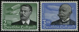 Dt. Reich 538/9x **, 1934, 2 RM Lilienthal Und 3 RM Graf Zeppelin, Senkrechte Gummiriffelung, 2 Prachtwerte, Mi. 330.- - Used Stamps