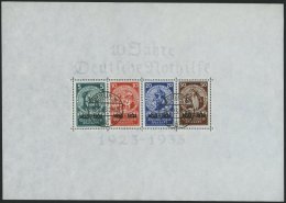 Dt. Reich Bl. 2 O, 1933, Block Nothilfe, Originalgröße, Mit Sauberen Zentrischen Stempeln BERLIN W R.R.A., Di - Oblitérés