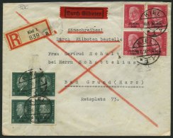 Dt. Reich 444/5 VB BRIEF, 1930, 30. Juni In Viererblocks Auf Eil-Einschreibbrief Vom Ersttag, Leichte Bedarfsspuren, Pra - Gebraucht