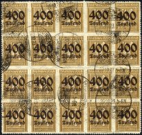 Dt. Reich 300 O, 1923, 400 Tsd. Auf 40 Pf. Dunkelgelbocker Im Bogenteil Von 20 Werten, Feinst/Pracht (einige Werte B&uum - Gebraucht